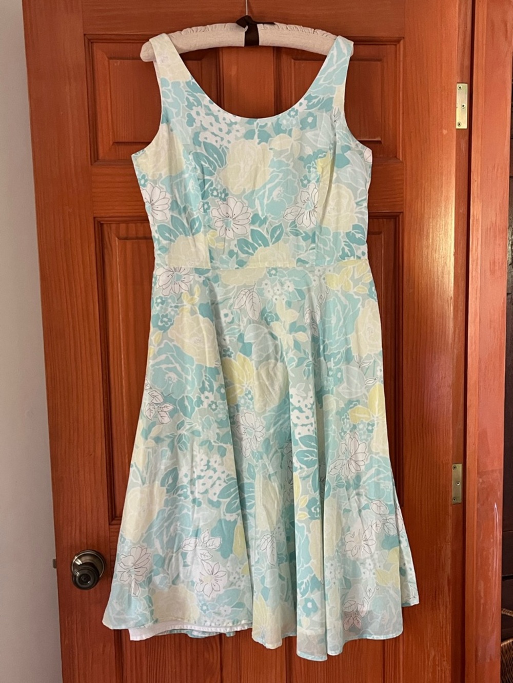 100% Cotton Floral Midi Sundress Size 14 Excellent Used Condition Vintage 50s